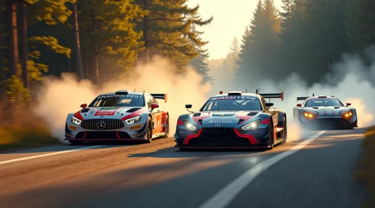 Vue dynamique combinée de voitures en rallye, circuit, endurance et drift montrant la diversité du sport automobile