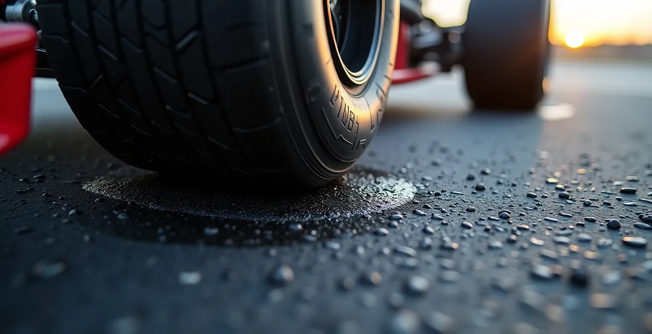 Comparaison visuelle de l'angle de dérive optimal entre pneu de karting et pneu de drift
