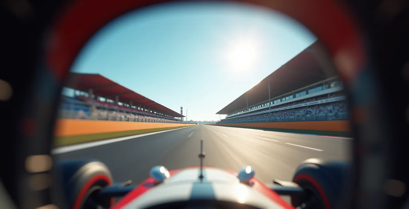 Vue subjective d'un pilote montrant l'effet tunnel de la vision sous stress